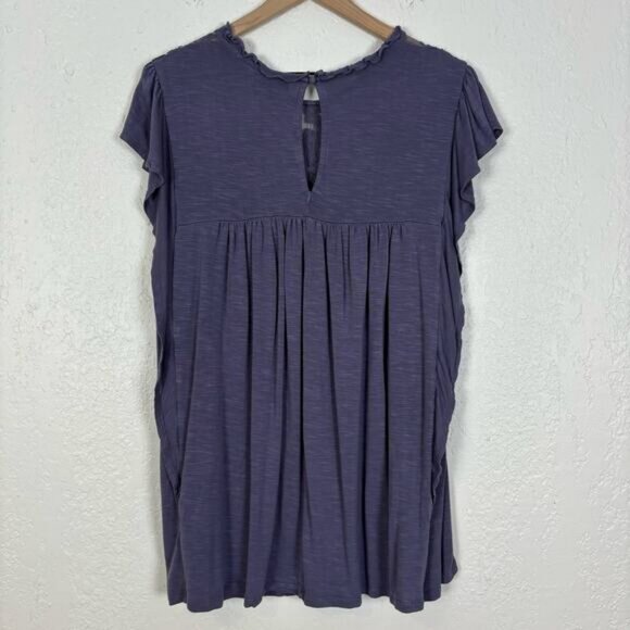 NWT Torrid Knit Lace Inset Flutter Sleeve Top in Heron Heather Blue Plus Size 4 - Picture 4 of 4